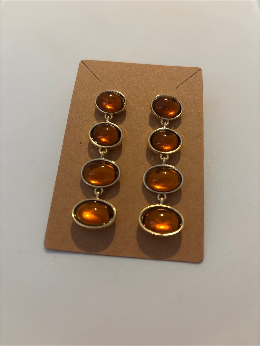 Fashion Jewelry Amber-Tone Triple Drop Earrings - Gold